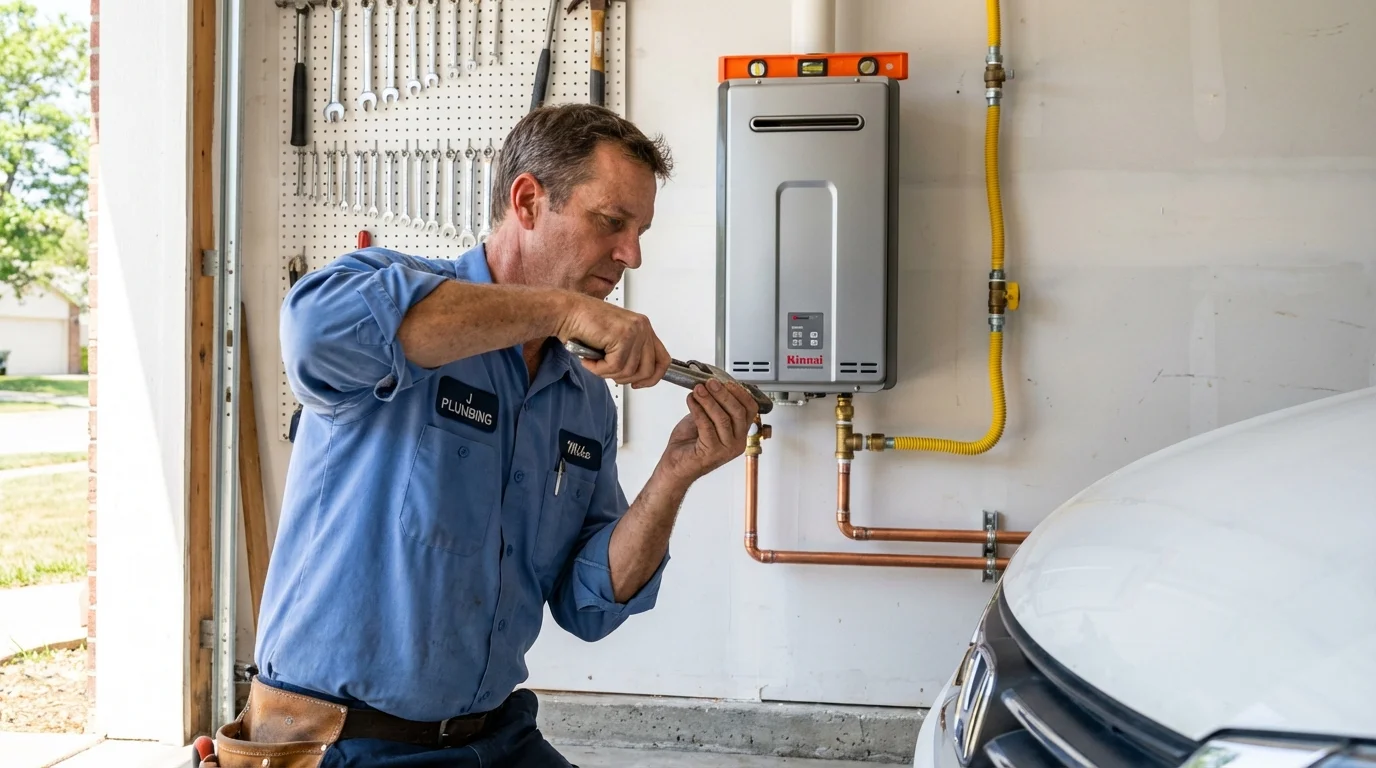 Tankless water heater installation by a Johns Plumbing LLC plumber in Wixom